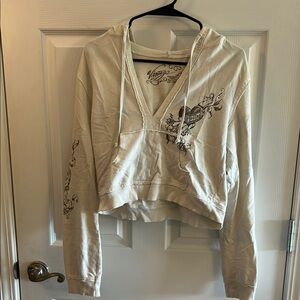 No boundaries crop vneck hoodie xlarge juniors